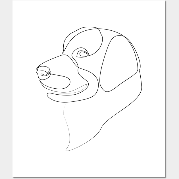 Labrador Retriever - one line drawing Wall Art by addillum